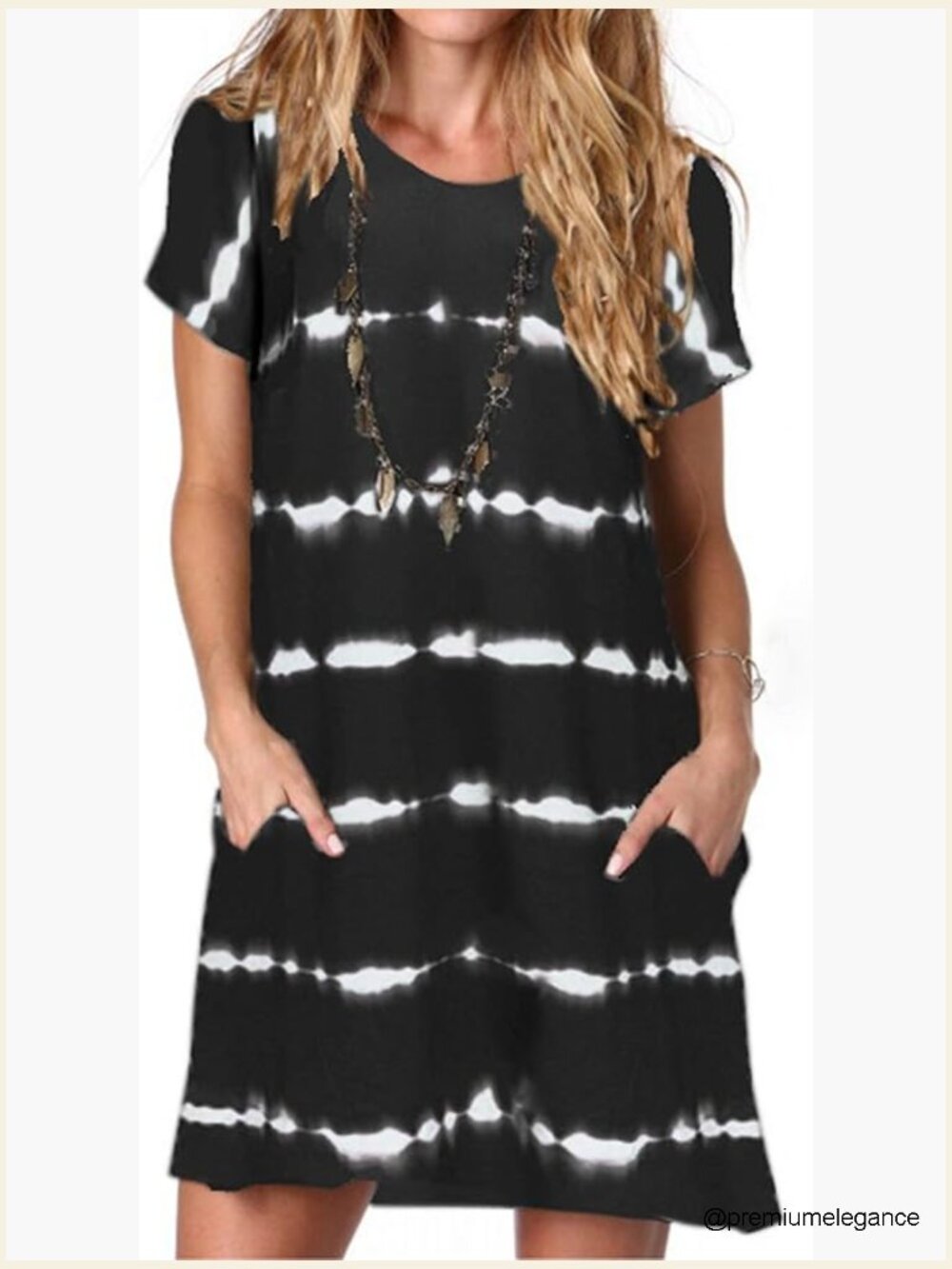 Women's Casual Summer T Shirt Dress Loose Short Sleeve Swing Dress with Pocket